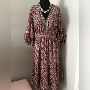 NWT Max Studio Floral V-Neck Boho Maxi Dress